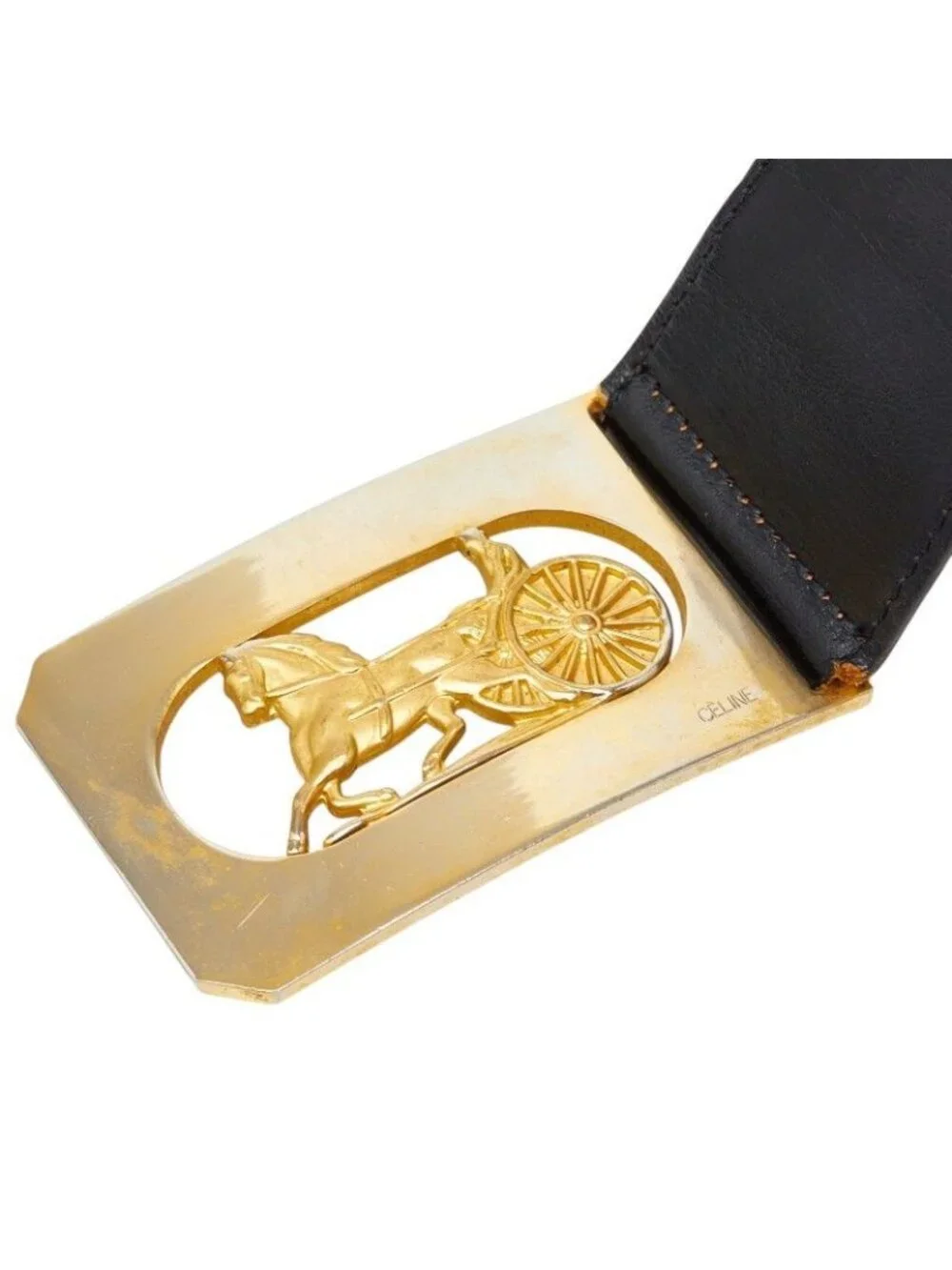 Celine Vintage Horse Carriage Belt 75 Black Leather - Picture 6 of 10